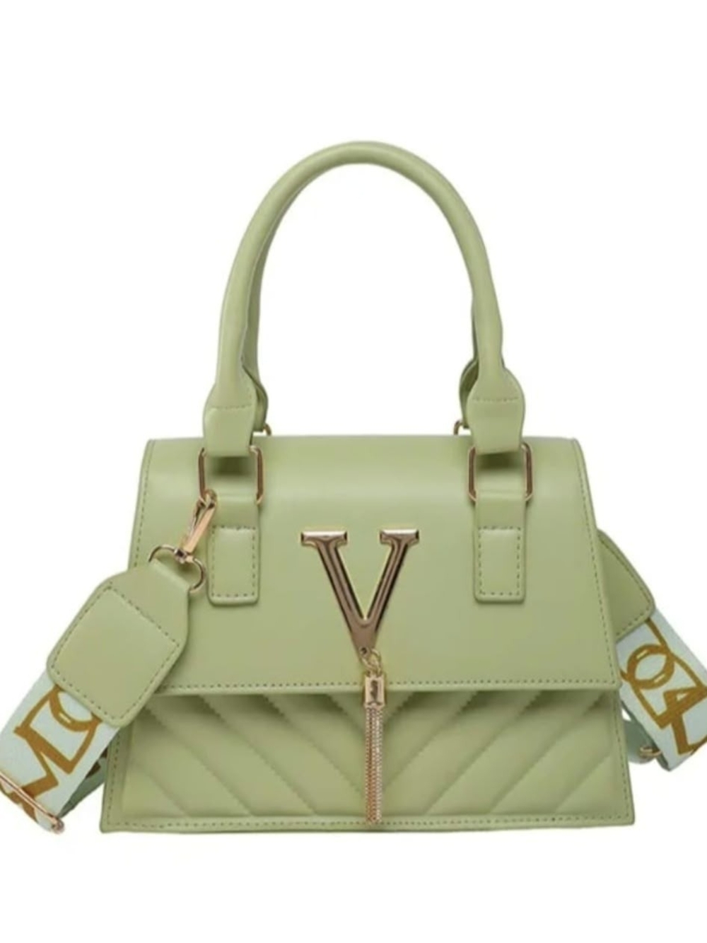 & Other Stories Pale Green Top-Handle Satchel with Gold Hardware
